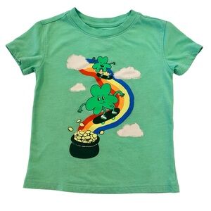 Cat & Jack St Patricks Day‎ Rainbow and Shamrock Green T-Shirt 3T